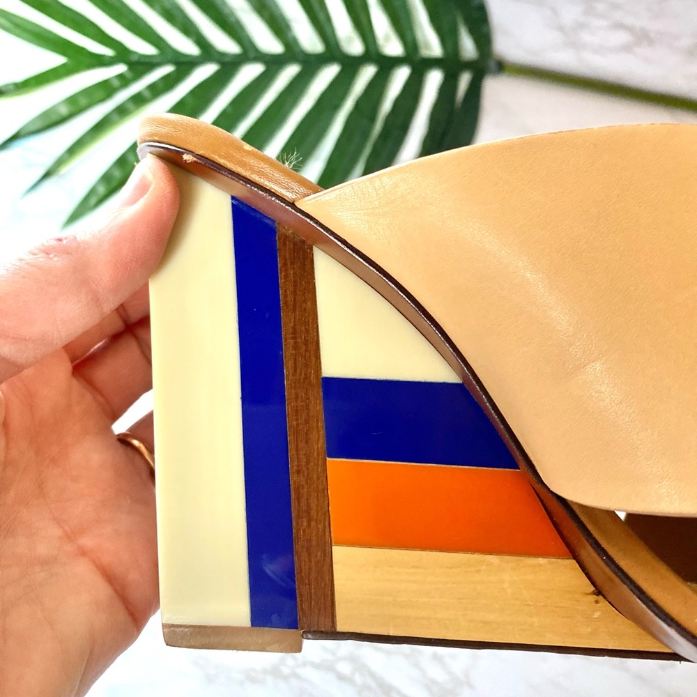 Criss Cross Slip On Mules Color Block Heel Wedge … - image 8